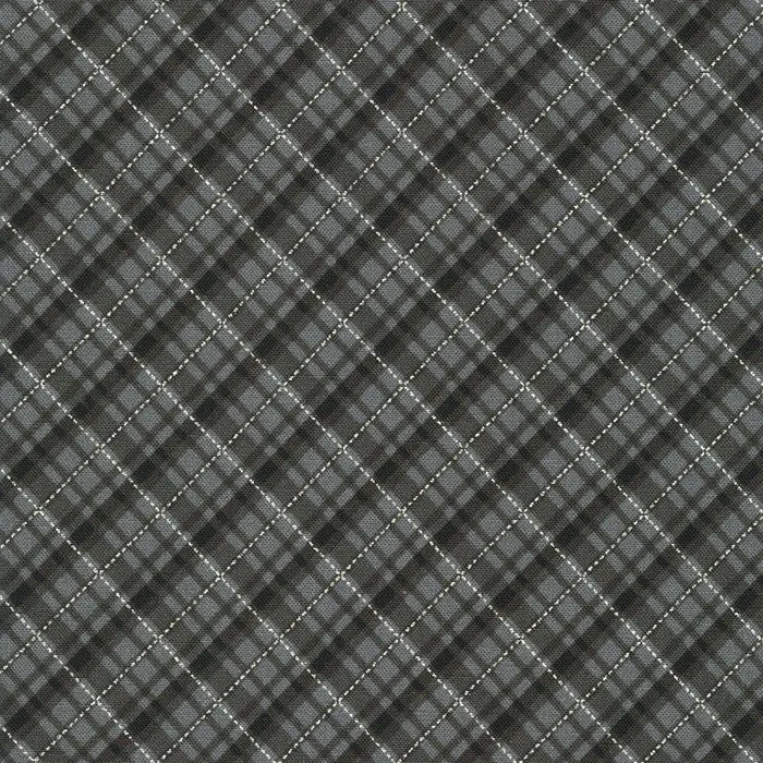 Holiday Charms Black Plaid with Silver Metallic
