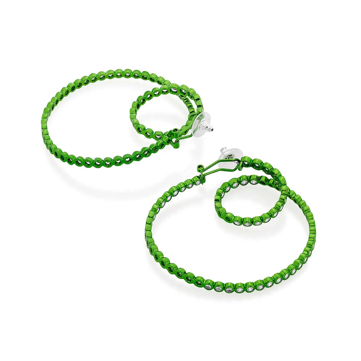 Parakeet Green Swirl Hoop Earrings