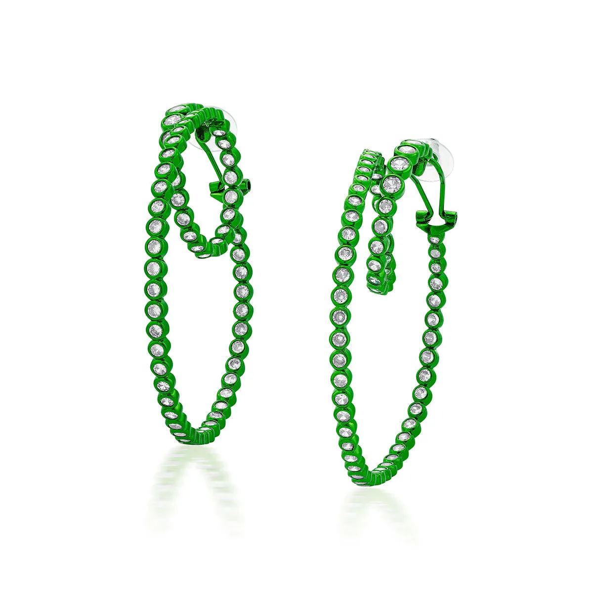 Parakeet Green Swirl Hoop Earrings