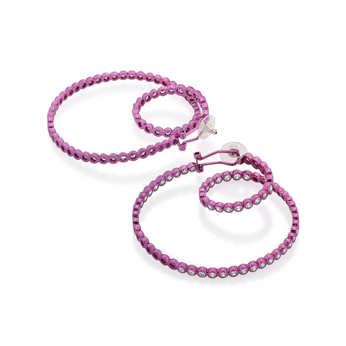 Rani Pink Swirl Hoop Earrings