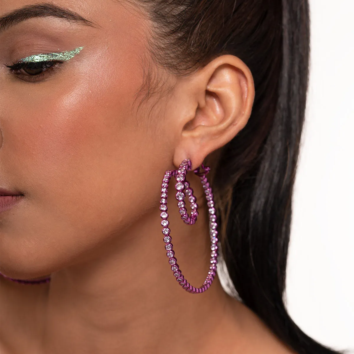 Rani Pink Swirl Hoop Earrings