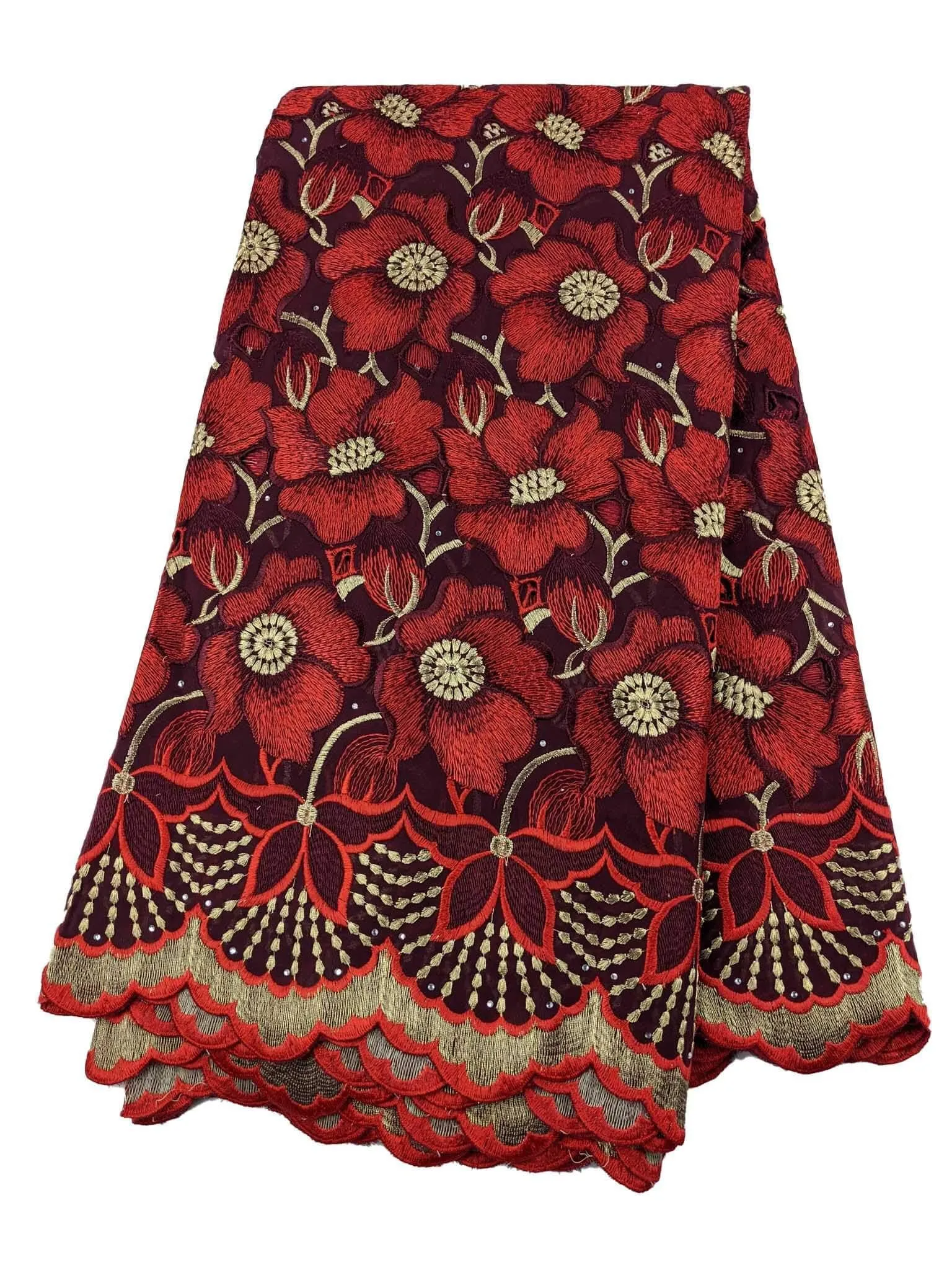 Red & Gold Cotton Lace