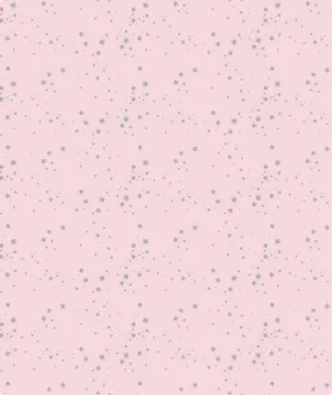 Starry Light Pink Silver Stamp Wrapping Paper wtih Cut Line on Reverse