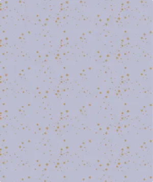 Starry Light Purple Gold Stamp Wrapping Paper wtih Cut Line on Reverse