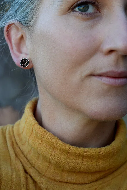 The milky way - monarch butterfly - domed stud earrings